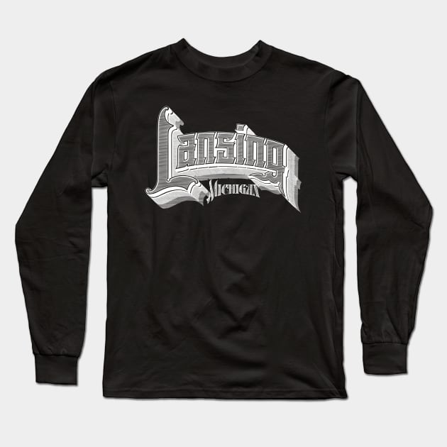 Vintage Lansing, MI Long Sleeve T-Shirt by DonDota